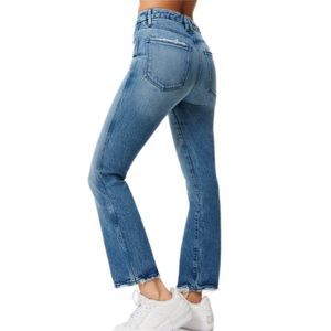 Good American Good Curve Straight Natural Fray Hem Jeans